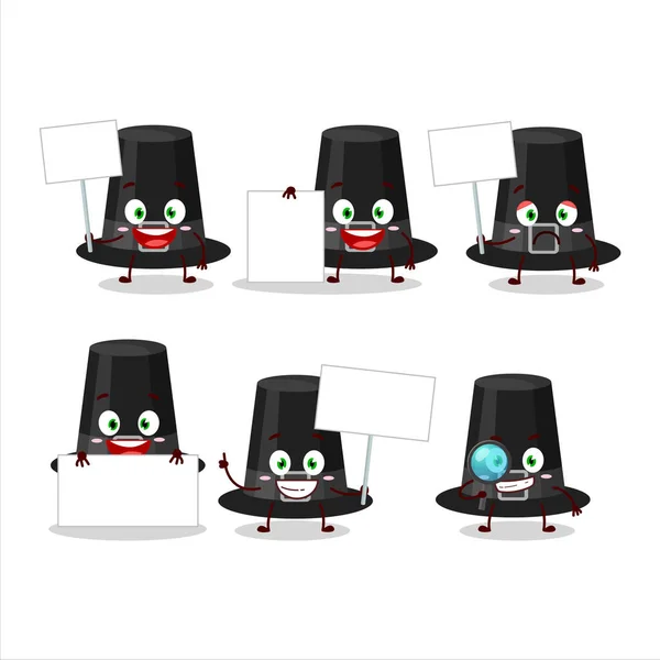 Preto Peregrinos Chapéu Personagem Cartoon Trazer Informações Board Vector Ilustração — Vetor de Stock