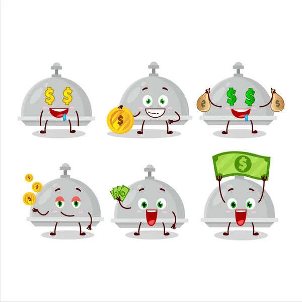 Plata cloche personaje de dibujos animados con emoticono lindo traer dinero — Archivo Imágenes Vectoriales
