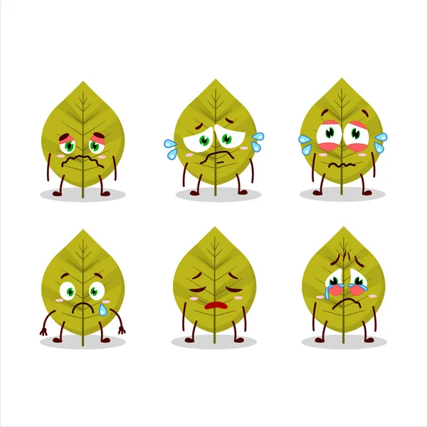 Verde Deixa Personagem Desenho Animado Com Expressão Trista Ilustração Vetorial — Vetor de Stock