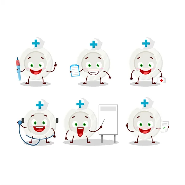 Médecin émoticône profession avec plaque blanche personnage de dessin animé — Image vectorielle