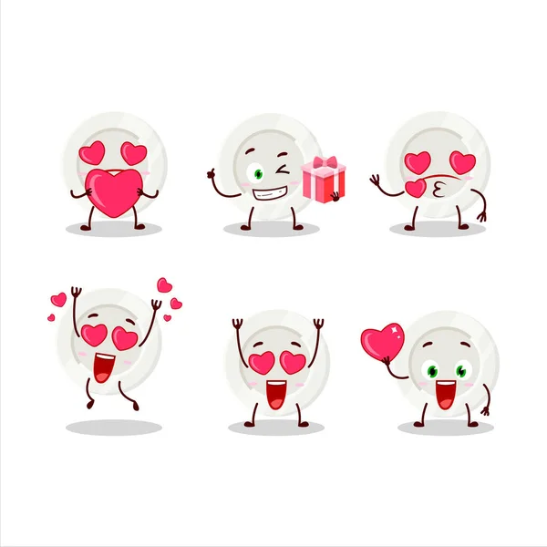 Biała płyta postać z kreskówki miłości cute emoticon — Wektor stockowy