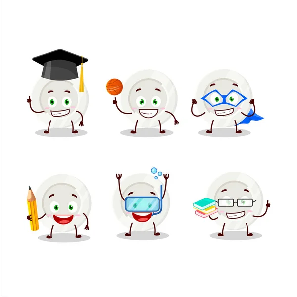 Estudiante de la escuela de la placa blanca personaje de dibujos animados con diversas expresiones — Vector de stock