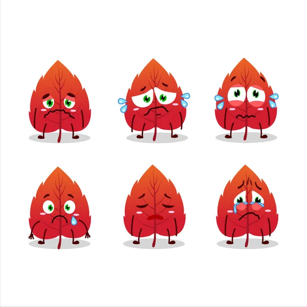 Röda torkade blad tecknad karaktär med sorgligt uttryck — Stock vektor