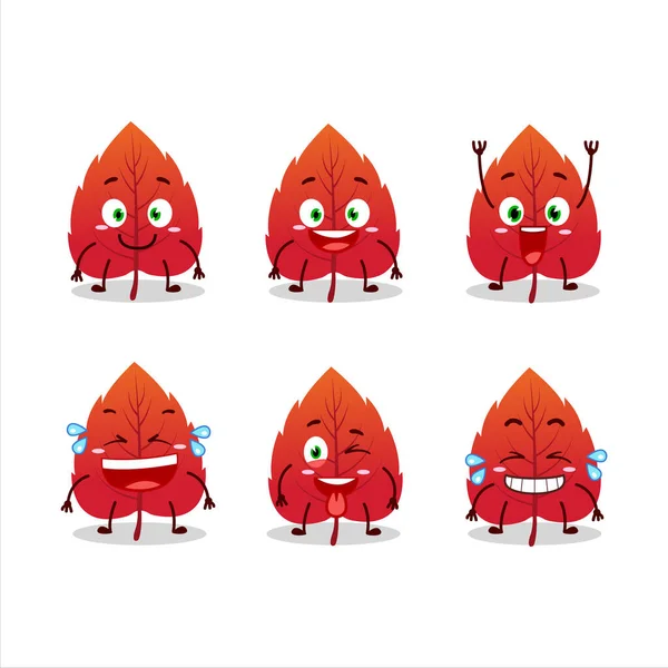 Cartoon karakter van rode gedroogde bladeren met glimlach uitdrukking — Stockvector