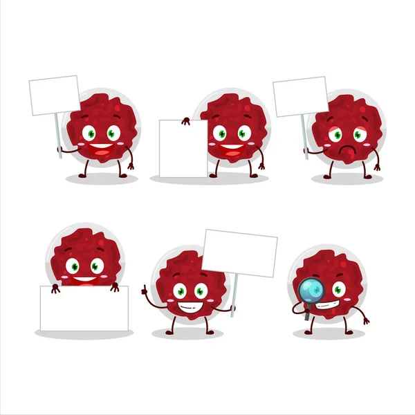 Mashed cranberry cartoon karakter brengen informatiebord — Stockvector