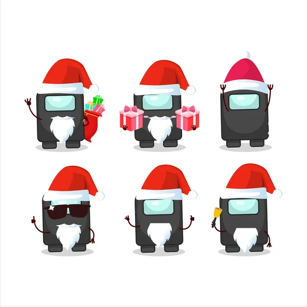 Santa Claus emoticonos con entre nosotros personaje de dibujos animados negro — Vector de stock