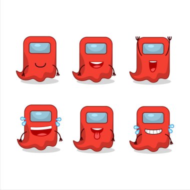 Aramızda hayaletin çizgi film karakteri. Gülümseyen yüz ifadesiyle kırmızı.