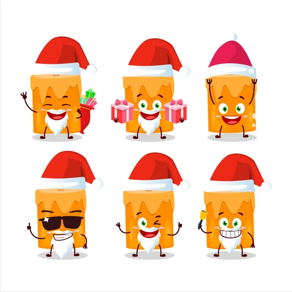 Emoticones de Santa Claus con personaje de dibujos animados de vela naranja — Vector de stock