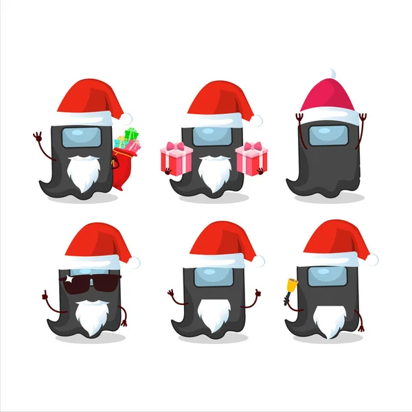 Santa Claus Emoticons Med Spöke Bland Oss Svart Tecknad Tecken — Stock vektor