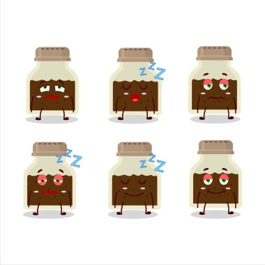 Uykulu ifadeli karikatür karakteri. Vektör illüstrasyonu.