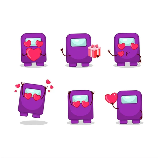 在我们当中 紫色卡通人物有着可爱的爱情情调 — 图库矢量图片