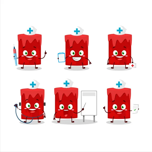 Médecin Émoticône Profession Avec Personnage Dessin Animé Bougie Rouge Illustration — Image vectorielle