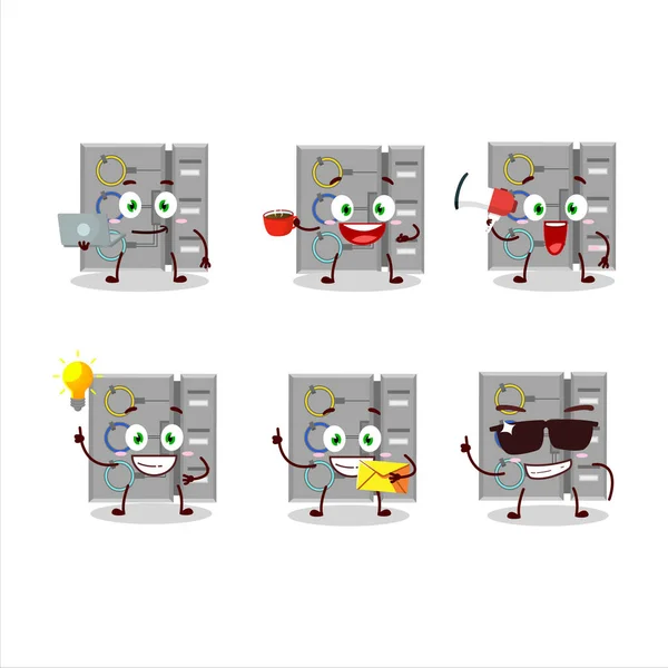 Task Machine Cartoon Character Various Types Business Emoticons Vector Illustration — Stock Vector