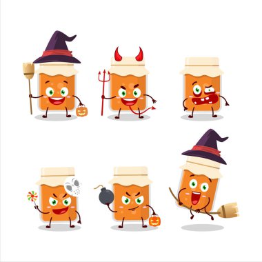 Kayısı reçeli çizgi film karakterli Cadılar Bayramı yüz ifadeleri