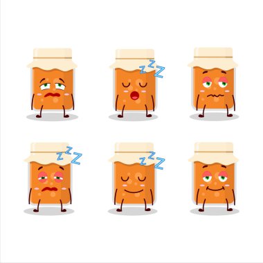 Uykulu ifadeli kayısı reçeli çizgi film karakteri. Vektör illüstrasyonu