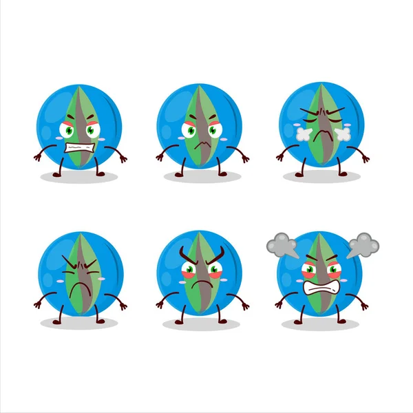 Marmi Blu Personaggio Dei Cartoni Animati Con Varie Espressioni Arrabbiate — Vettoriale Stock