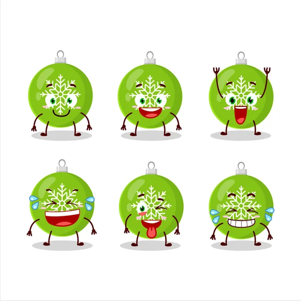 Cartoon-Charakter der Weihnachtskugel grün mit Lächeln Ausdruck — Stockvektor