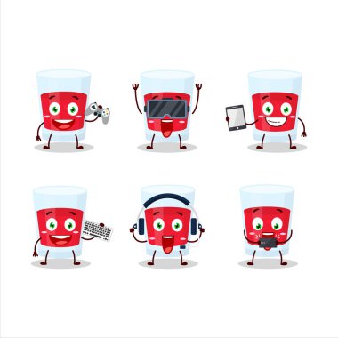 Kızılcık suyu çizgi film karakteri çeşitli şirin ifadelerle oyunlar oynuyor.