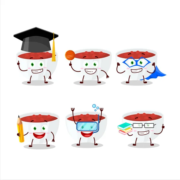 School student van cranberry saus cartoon karakter met verschillende uitdrukkingen — Stockvector