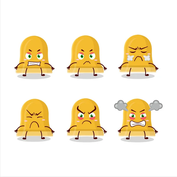 Caricature cloche d'or personnage avec diverses expressions en colère — Image vectorielle
