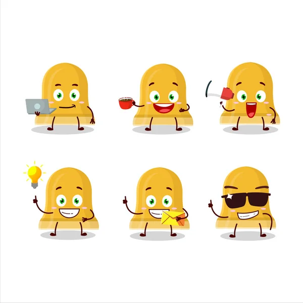 Goldene Glocke Cartoon-Figur mit verschiedenen Arten von Business-Emoticons — Stockvektor