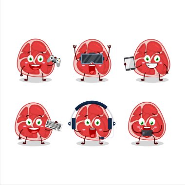 Ham çizgi film karakteri çeşitli şirin duygu simgeleriyle oyunlar oynuyor