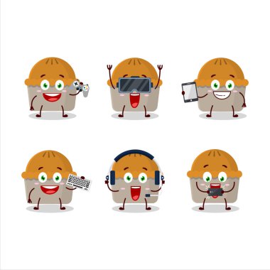 Et turtası çizgi film karakteri çeşitli şirin ifadelerle oyunlar oynuyor.