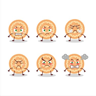 Çeşitli kızgın ifadeleri olan patates turtası çizgi film karakteri