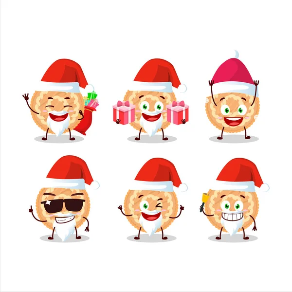 Emoticones de Papá Noel con personaje de dibujos animados pastel de papas — Vector de stock