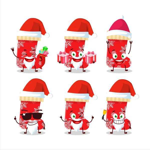 Emotikon Santa Claus Dengan Kaus Kaki Natal Merah Mencirikan Kartun - Stok Vektor