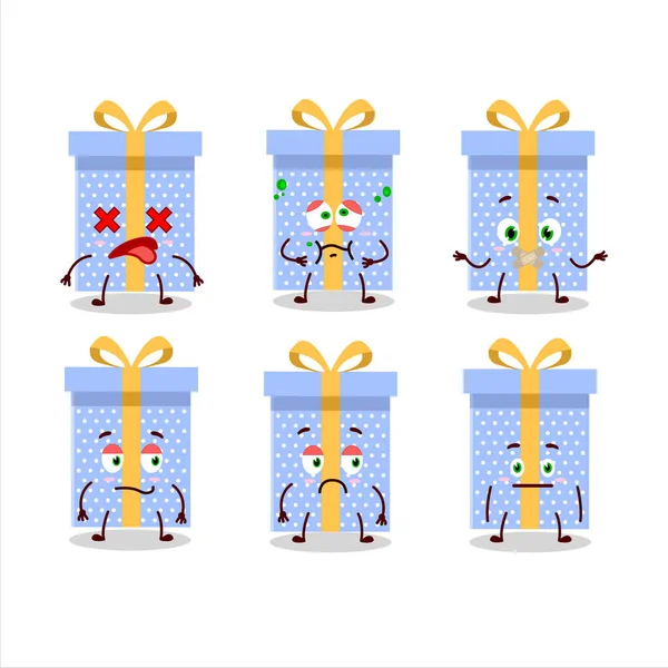 Cadeau de Noël bleu personnage de dessin animé avec l'expression de la corde — Image vectorielle
