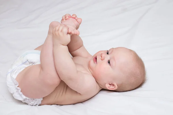 Cute Infant Lying Changing Table Home — Stock Photo, Image