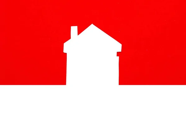 Buying New House Concept Image House Red Background — Stock Photo, Image