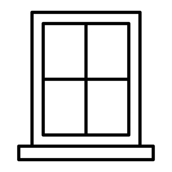 Pencere çerçeve simgesi. Dört cam bölmeli ve pervazlı siyah çizim. Uygulamalar ve inşaat grafikleri için ev, mimari veya iç tasarım sembolü.