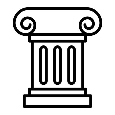 Antik Yunan sütun vektör simgesi. Antik Yunan, tarih, sanat, kültür veya eğitim projeleri için klasik mimari sütun sembolü. Beyaz arkaplanda siyah çizim izole edildi.