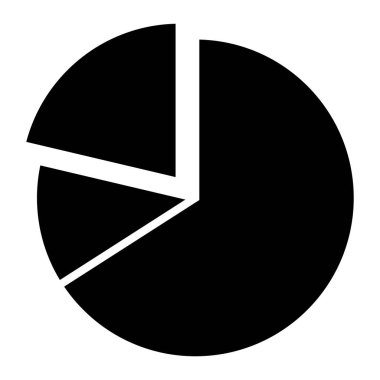 Üç eşit olmayan segmentli turta grafik vektör simgesi. Raporlar, sunumlar, istatistikler, finans veya pazarlama için iş, veri veya analitik sembol. Beyaz arkaplanda siyah siluet izole edildi.
