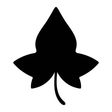 Ivy yaprağı vektör simgesi. Botanik sembolü genellikle doğada, sonbaharda ya da organik tasarım temalarında kullanılır. Beyaz arkaplanda siyah siluet izole edildi.