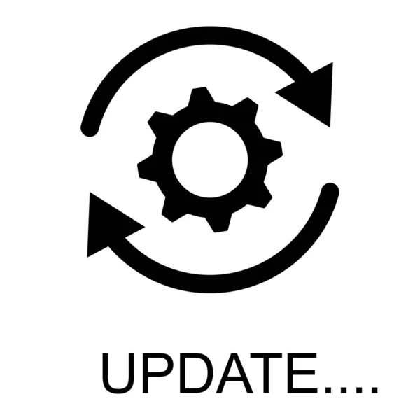 Dişli ve oklu sistem güncelleme vektör simgesi. Yazılım tazeleme, senkronizasyon veya uygulama arayüzü, teknoloji veya bilgisayar güncellemesi için ayarlar sembolü. Beyaz arkaplanda siyah resim izole edildi.