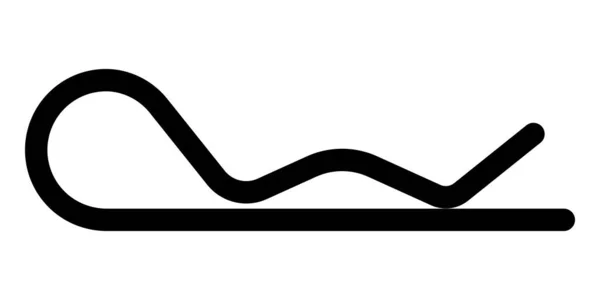 Yay Cotter iğne ikonu. Dingil ya da şaft güvencesi için R-clip ya da raptiye. Mekanik bağlayıcı ya da donanım bileşeni sembolü. Beyaz arkaplanda siyah siluet izole edildi.