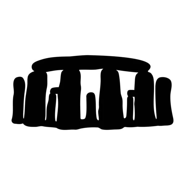 Stonehenge anıtı vektör simgesi. İngiltere 'deki antik megalitik bölge. Tarih öncesi dönüm noktası ve arkeolojik sembol. Beyaz arkaplanda siyah siluet izole edildi.