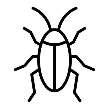 Hamamböceği vektör simgesi. Haşere kontrolü, hijyen ve imha tasarımı için siyah ana hatlı böcek sembolü.