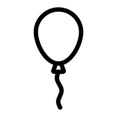 Balon vektör simgesi. İple çizilmiş basit siyah çizgiler. Uygulamalar ve festival tasarımı için parti dekorasyonu veya kutlama sembolü.