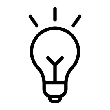 Ampul vektör simgesi. Fikrin, yaratıcılığın ve uygulamalar, eğitim veya iş tasarımları için yeniliğin simgesi..