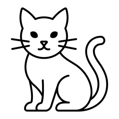 Kedi vektör simgesi. Esrarengiz bakışları olan siyah çizgili kedi yavrusu sanatı. Ürkütücü tasarım ve dekorasyonlar için Cadılar Bayramı temalı evcil hayvan sembolü.