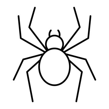 Örümcek vektör simgesi. Sekiz bacaklı siyah çizgili sanat silueti. Cadılar Bayramı, doğa ya da web tasarımı için basit örümceksi sembol.