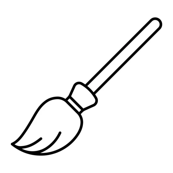 Cadı süpürge vektör simgesi. Süpürge sapının basit siyah çizgi çizimi. Büyücülük, fantezi ve ürkütücü tasarım için sihirli Cadılar Bayramı sembolü.