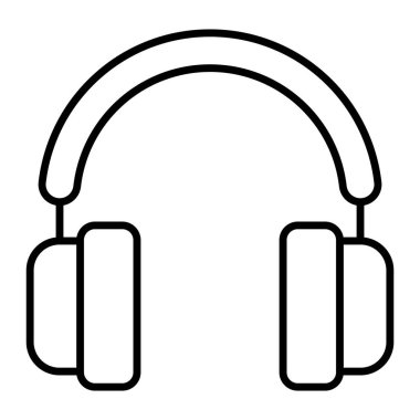 Kulaklık vektör simgesi. Kulaklığın siyah çizgisi. Uygulama veya web tasarımı için müzik, podcast ve ses dinleme sembolü.