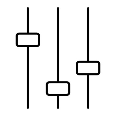 Karıştırıcı kaydırma vektör simgesi. Siyah çizgili ses kontrol faders sanatı. Stüdyo veya uygulama tasarımı için müzik ses ayarlama ve DJ ekipman sembolü.