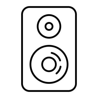 Sözcü vektör simgesi. Hoparlörlü, hoparlörlü, Woofer ve Tweeter 'lı siyah çizgi sanatı. Uygulama, web veya stüdyo tasarımı için müzik ses sistemi sembolü.