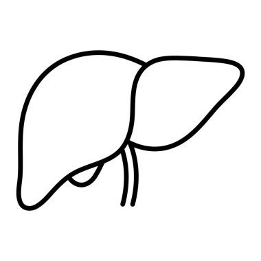 Karaciğer vektör simgesi. Tıbbi, sağlık ve anatomi tasarımı için insan sindirim organının siyah çizgi çizimi.
